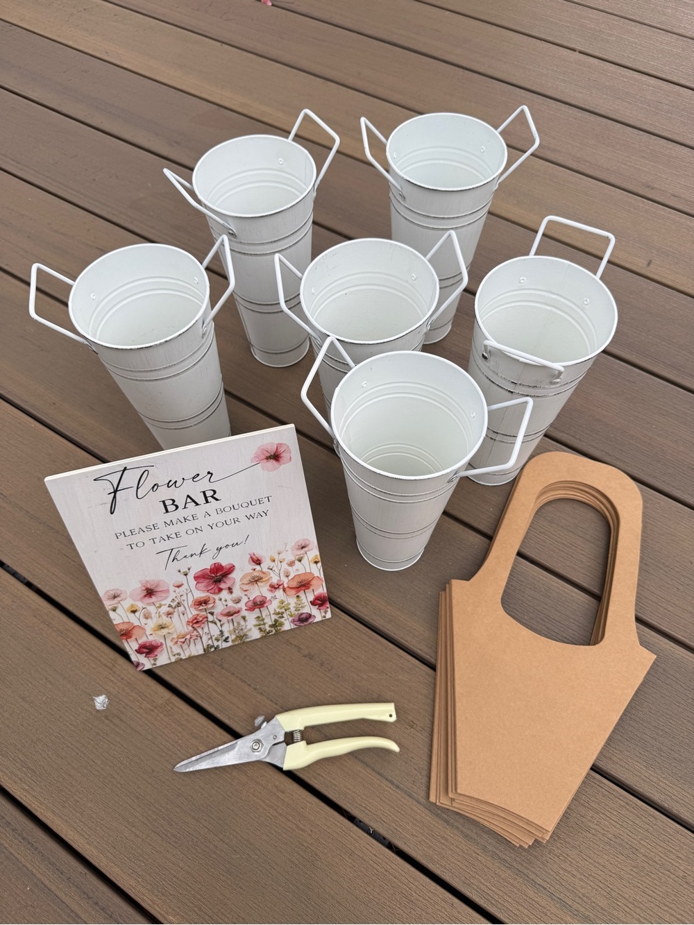 White Metal Flower Tubes Set - Home Dining Floral Vases